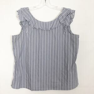 a.n.a Ruffle Cap Sleeve Striped Top Size Large